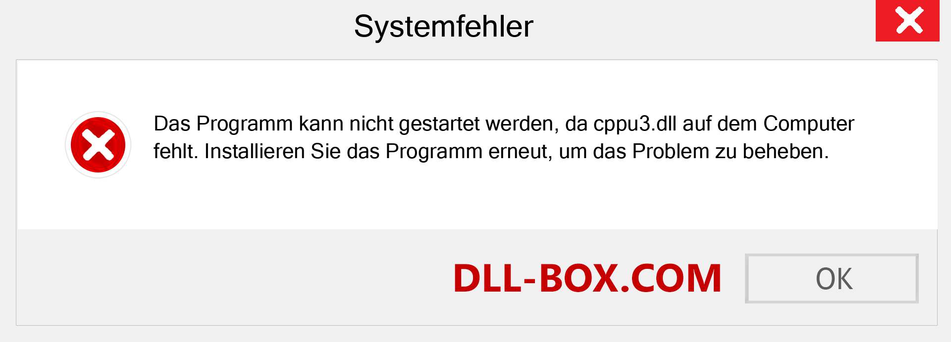 cppu3.dll-Datei fehlt?. Download für Windows 7, 8, 10 - Fix cppu3 dll Missing Error unter Windows, Fotos, Bildern